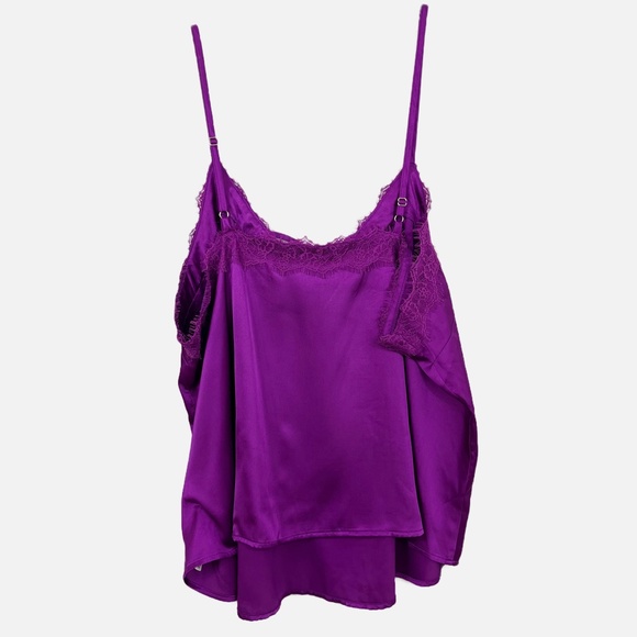 X Forever 21+ Y2K Purple Satin & Lace Trim Camisole Tank Top 90s - Size 2X - Picture 2 of 3